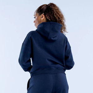 Oversized Winter 3D Embroidery Latest <b>Navy</b> <b>Women's</b> Drop Shoulder Relaxed Fit Revive <b>Hoodie</b> Anti-Wrinkle Breathable 100% Cotton - Product Image 2