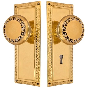 <b>Antique</b> <b>Brass</b> Round <b>Knob</b> with Arched Backplate for Passage Privacy Storage and Closet Furniture Hardware Durable Dummy Design - Product Image 4