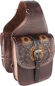 Sacoche en cuir pour selle de cheval western et moto, artisanale, sculptée à la main, 100% cuir de buffle, couleur et logo personnalisables - Product Image 3