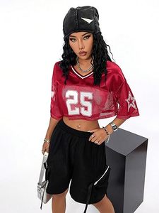 Top Corto de Malla para Mujer, Estilo Fútbol Americano, con Estampado de Número, Ropa Urbana, OEM ODM - Product Image 3