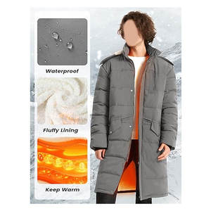 Chaqueta Larga Acolchada para Hombre, Abrigo de Invierno con Forro Polar, Chaqueta Gruesa con Capucha Resistente al Agua, Ropa de Abrigo Aislante para Clima Frío - Product Image 4
