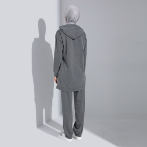 Customized Best Selling Women <b>Modest</b> Hooded Jogger <b>Set</b> Solid Embroidery Button Casual Knitting 100% Polyester Breathable - Product Image 4