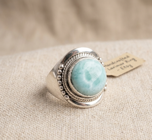 Natural Larimar Gemstone <b>Ring</b> 925 Sterling Silver Rose <b>Gold</b> Yellow <b>Gold</b> Plated Handmade Statement <b>Cocktail</b> <b>Ring</b> for Women Her - Product Image 6