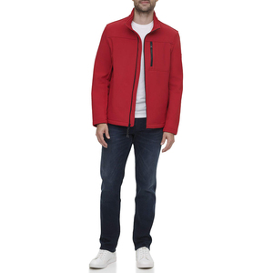 Men's <b>Red</b> Canvas Solid <b>Jacket</b> Stand Collar Zipper Closure <b>Waterproof</b> Windproof Casual Outdoor Winter Regular Fit - Product Image 3