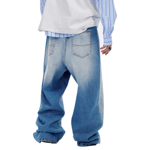 Pantalones Vaqueros de Mezclilla para Hombre, con Logotipo Bordado Personalizado, Pantalones de Invierno para Hombre, Lavados, Transpirables, Holgados, Rectos, con Bolsillos, Anchos - Product Image 2