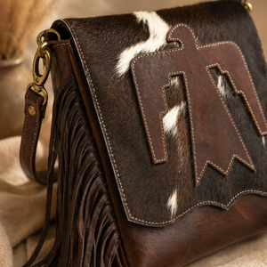 Sac bandoulière en cuir de vachette à franges Western pour femmes |   Sac à bandoulière en cuir avec applique Thunderbird, sac à bandoulière Cowgirl - Product Image 6
