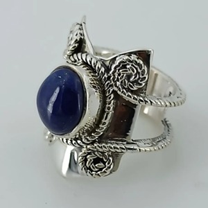 <b>Lapis</b> <b>Lazuli</b> <b>Ring</b> 925 Sterling Silver Handmade Boho Statement Promise Jewelry for Women Natural Oval Shape Gemstone Jewelry - Product Image 3