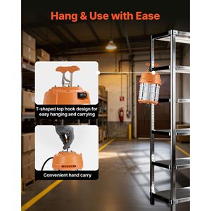 Faro da Lavoro Temporaneo a LED 100W, Durevole, 5000K, 14400 lm, Resistente all'Acqua, Collegabile (8 Unità), con Supporto a Soffitto per Cantiere e Officina, Certificato ETL - Product Image 3