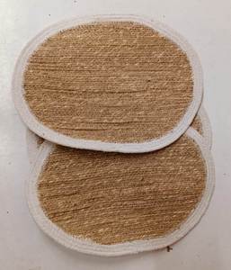 Sustainable natural jute and cotton cord oval woven <b>placemat</b> for boho style table settings & Oval Woven Jute <b>Placemat</b> for table - Product Image 6