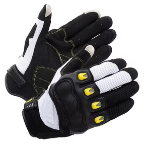 Gants de course en cuir à doigts entiers avec design de panneaux respirants pour le motocross, fermeture unisexe à scratch - Product Image 4