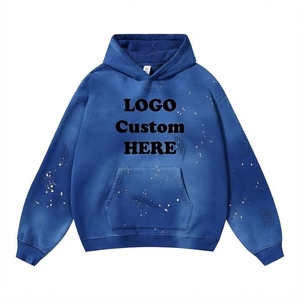 Sweat-shirt à capuche surdimensionné bleu avec logo personnalisé, pour homme, décontracté, impression par sublimation, poche sur le devant, 100% polyester - Product Image 1