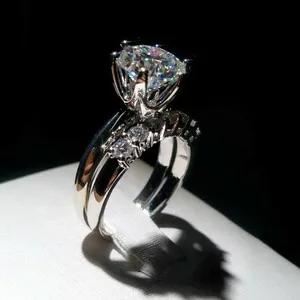 Moissanite Engagement <b>Ring</b> 925 Sterling Silver Round Cut Luxury Wedding <b>Ring</b> Women Bridal Jewelry - Product Image 2