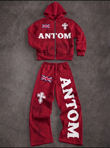 Conjunto Deportivo Personalizado Y2K para Hombre, Sudadera con Capucha y Pantalones Deportivos con Estampado Gráfico de la Bandera del Reino Unido, Estilo Urbano, Talla Grande, Color Blanco - Product Image 5