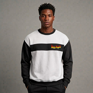 Sweat-shirts d'hiver OEM de haute qualité, grandes tailles, coupe ample, col rond, bicolore, logo personnalisé, 100% coton. - Product Image 4
