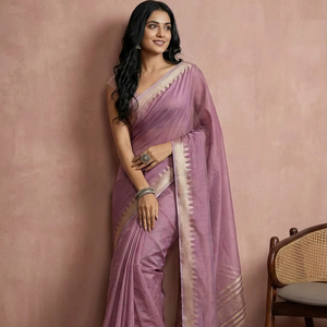 Sari de Algodón Elegante Dhwaja Export con Blusa para Fiestas y Diwali, Largo Regular, Secado Rápido, de Gujarat - Product Image 1