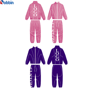 Conjunto de Chaqueta y Pantalones Cortavientos de Nailon Personalizados, Chaqueta con Cierre y Cuello Alto, Pantalones Deportivos Casuales con Cintura Elástica - Product Image 3
