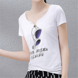 เสื้อยืดผู้หญิงสีขาว แขนสั้น คอกลม ลำลอง ผ้าแคนวาสโพลีเอสเตอร์ 100% กันยับ แห้งเร็ว ระบายอากาศดี เป็นมิตรกับสิ่งแวดล้อม สำหรับฤดูใบไม้ผลิ - Product Image 6
