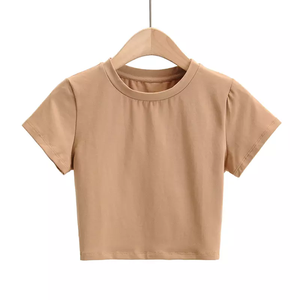 Premium women crop top t shirt soft cotton stretch fabric breathable slim fit summer wear casual outfit trendy fashion for sale - Product Image 1