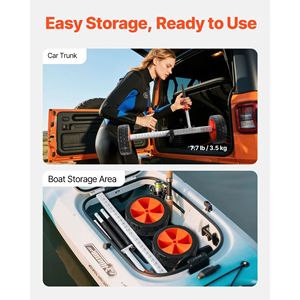 Carrello per Kayak con Pneumatici Solidi in PU da 10 Pollici e Cavalletto, Smontabile, Capacità di Carico 104 Kg, Carrello per Canoa - Product Image 6