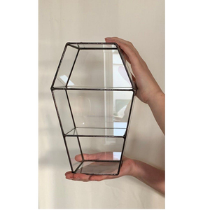 อุปกรณ์ตกแต่งผนังบ้านกล่องเก็บแก้ว2ชั้นสำหรับเครื่องประดับและกำไลข้อมือสำหรับแต่งหน้าชุดเก็บเครื่องมือรูปทรงโลงศพ - Product Image 1