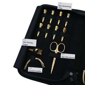 Kit Profesional de Herramientas para Extensiones de Cabello: Removedor de Microperlas, Alicates para Cinta Adhesiva, Aguja Curva, Tijeras, Pinzas Separadoras y Clips de Seccionamiento - Product Image 3