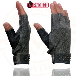 Gants de motard en cuir véritable respirants sans doigts à prix raisonnable, design personnalisable, commande en gros disponible, qualité supérieure pour moto - Product Image 4