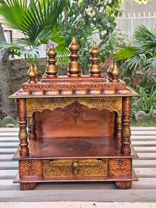 Templo hindú tradicional indio hecho a mano, de madera, con relieve y pintura, para culto en el hogar, oficina, cumpleaños, aniversario, boda, regalo. - Product Image 1