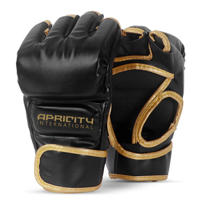 Gants de MMA en cuir PU en gros avec fermeture auto-agrippante réglable, légers, protection UV, matériau durable, couleur noire, unisexe - Product Image 1