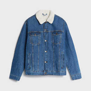 Chaqueta Vaquera Azul Vintage de Alta Calidad para Hombre, Chaqueta Vaquera con Efecto Desgastado, Chaqueta Vaquera 100% Algodón para Hombre - Product Image 6