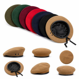 Factory Custom Logo Solid Color Men <b>Wool</b> Beret Hat Badge Embroidered Adjustable Berets for Tactics Training Four Seasons India - Product Image 2