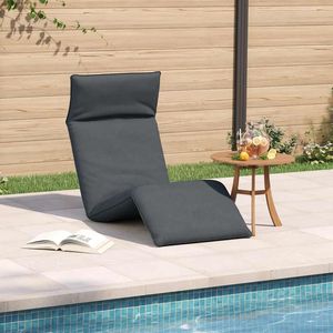Grand transat pliable en tissu Oxford gris avec structure en métal et mousse, durable et portable - Product Image 3