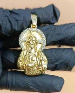 Pendentif Bouddha Iced Out en Argent 925 Massif avec Moissanite, Breloque Hip Hop, Testeur de Diamant Inclus, Pendentif Personnalisé pour Hommes - Product Image 1