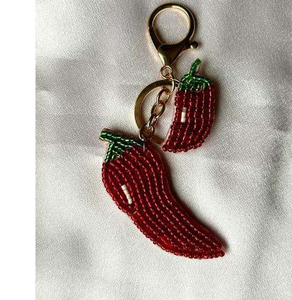 Handmade Chili Pepper Bead Keychain Cute Red Pepper Bead Embroidery <b>Key</b> <b>Ring</b> <b>Bag</b> Charm Aesthetic Purse Accessory BY MULTI CRAFT - Product Image 1