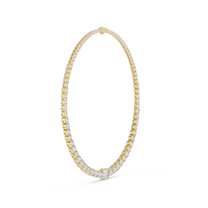 Collar de tenis con moissanita redonda de corte ovalado y diamantes graduados DEF VVS, plata 925, oro puro de 10K y 14K, joyería de boda para mujer - Product Image 3