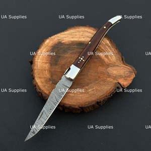 Classic French Laguiole Style Professional Hunting Clip Point Damascus Steel Pocket Knife Handmade Folding Rosewood Handle 0.5mm - Product Image 4