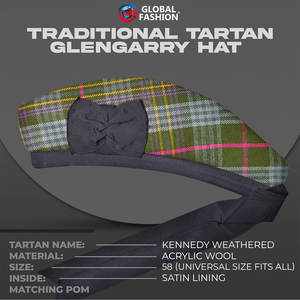 Chapeau écossais de cérémonie Glengarry en tartan, conçu pour les mariages, les rassemblements et les événements officiels - Product Image 3