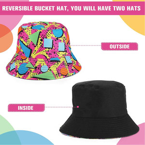 Fashion Geometric Printed Bucket Hat Unisex Summer Beach Cap Polyester <b>Material</b> - Product Image 3