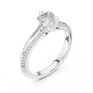 แหวนหมั้นเพชรทรงกลมทองคำโรสโกลด์ 14K สำหรับผู้หญิง |   เพชรที่เพิ่งเพาะเลี้ยง - Product Image 6