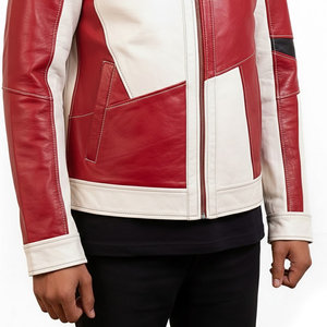 Veste d'hiver pour homme en cuir véritable de haute qualité, col montant, respirante, coupe-vent, color block, personnalisable - Product Image 4
