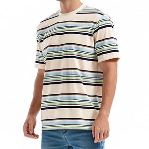 Camisetas de Hombre con Diseño a Rayas, Hechas a Medida en Pakistán, Camisetas de Manga Corta de Algodón Transpirable con Cuello Redondo para Hombre - Product Image 4