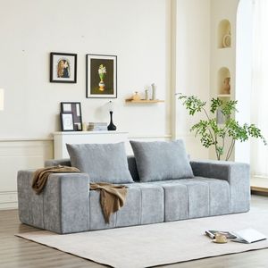 Modern Minimalist Style Imitation Schneier Grey <b>Sofa</b> with 2 <b>Pillows</b> for Living Room Apartment or Office - Product Image 1