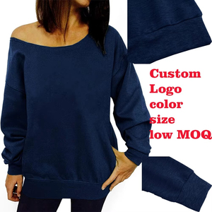Women's Eco-Friendly Breathable 100% Cotton <b>Shoulder</b> Sweatshirts <b>Long</b> <b>Sleeve</b> Slouchy Casual Pullover Machine Embroidery Front - Product Image 5
