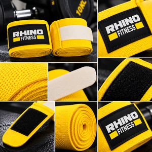 สายรัดข้อมือปรับระดับได้ Rhino Fitness สีเหลือง แบบตีนตุ๊กแก ผ้าฝ้าย สำหรับยกน้ำหนัก ใช้ได้กับมือซ้าย เหมาะสำหรับใช้ในยิม - Product Image 6