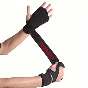 Black Fitness Training Gloves Fingerless Palm Protection With Non <b>Slip</b> Grip Adjustable Wrist Strap For Adults Neoprene Material - Product Image 2