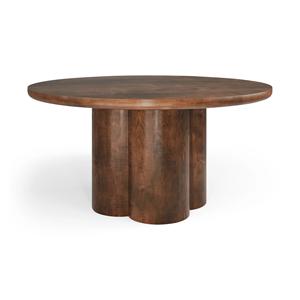 Modern Luxury Solid Wood <b>Round</b> <b>Dining</b> <b>Table</b> Modern Scalloped Pedestal Base Center <b>Table</b> in Dark <b>Walnut</b> Finish for 4-6 Persons - Product Image 3