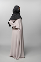 Kapüşonlu Midi Müslüman Abaya Kadın Tesettür İslami Elbise Düz Renk Uzun Kollu Normal Kalıp Polyester Günlük Giyim Orta Doğu Stili
