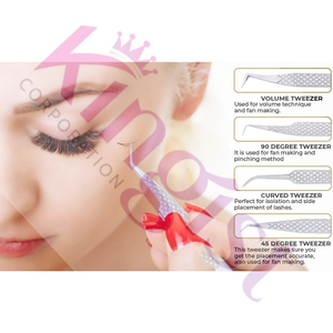 Super Product Top Quality Eyelash Extension Tweezer <b>Set</b> Purple powder Coated And Silver Tip And Card <b>Box</b> Packing <b>Set</b> - Product Image 6