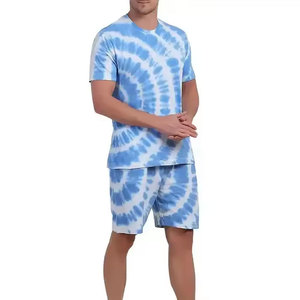 Perfectionists Men's Navy Blue Short Sleeve O-Neck T-Shirts Short Set Loose Fit Casual Breathable 100% Cotton <b>Knitted</b> - Product Image 4