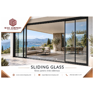 WISE COMPANY <b>Sliding</b> Glass Door Aluminum Frame Powder Coated Modern Villa Outdoor Use Windproof All Seasons Black Silver <b>White</b> - Product Image 1