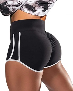 <b>Women</b> High Waisted Skinny Solid Compression Shorts Purple <b>White</b> Trim Sporty Quick Dry Elastic Waist - Product Image 4